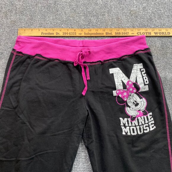 Disney Pants Womens Juniors XL 15/17 Minnie Mouse Black Pink Lounge Athleisure - Picture 4 of 12
